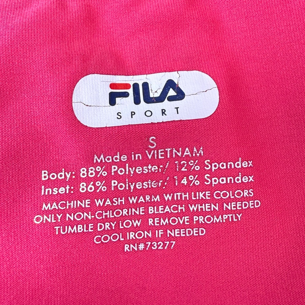FILA Women's Bright Pink V-Neck Tee Size S - Picture 3 of 3